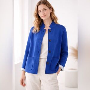 Women's Blue Button-Up Jacket